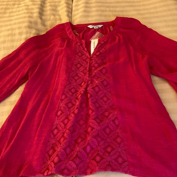 Fundamental Things NWT Oversized Blouse With Lace Inserts & 3/4 Sleeve. Size S. - Picture 1 of 9